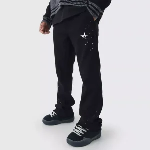 Relaxed Flared Carpenter Paint Splatter Trousers