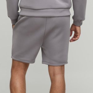 Slim Fit Bonded Scuba Short Length Pintuck Shorts