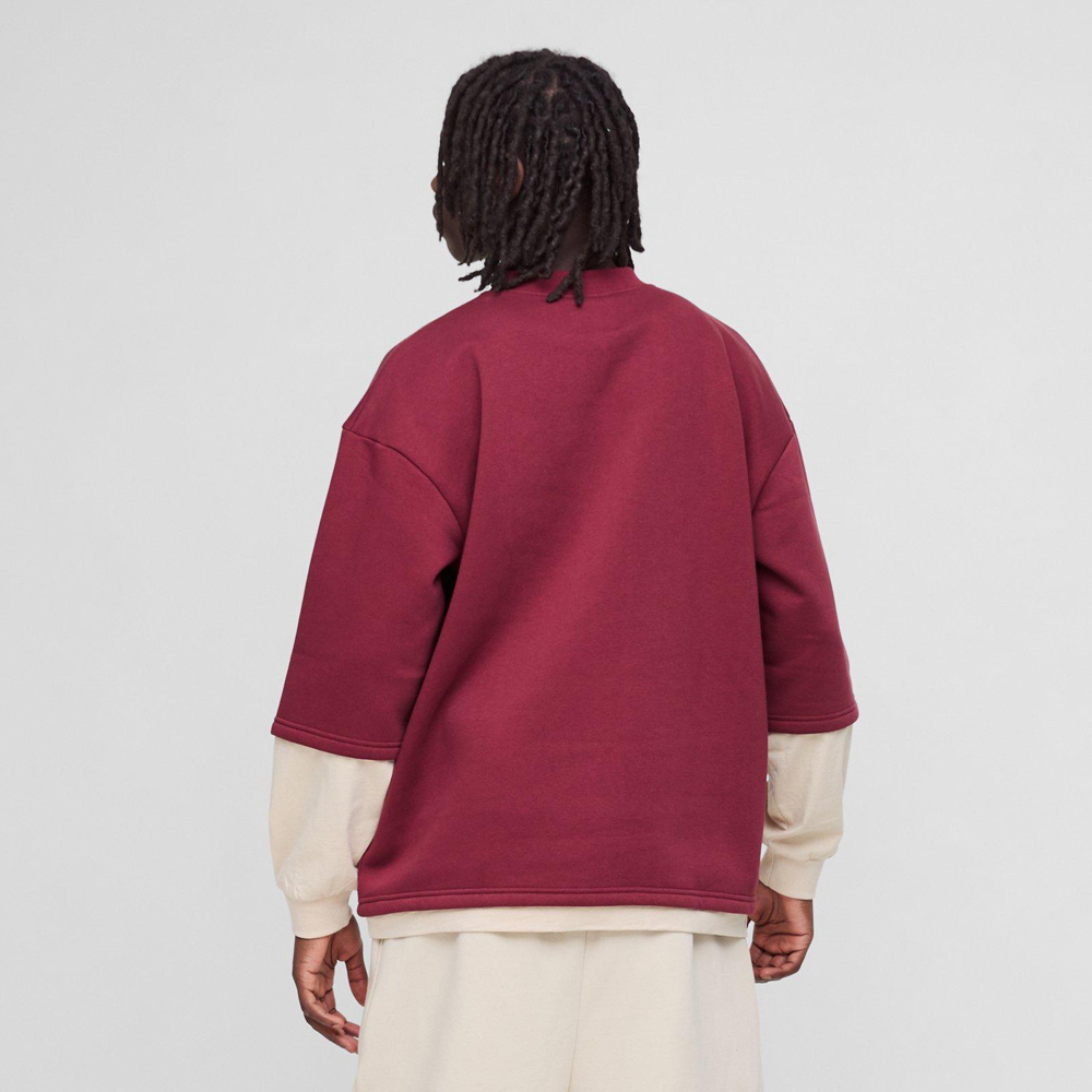 Oversized Half Sleeve Faux Layer 13 Applique Sweatshirt - Image 2