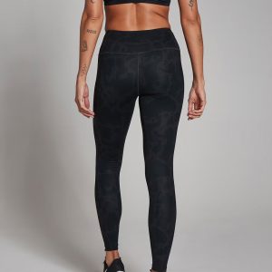 Contrast Texture Leggings – Black