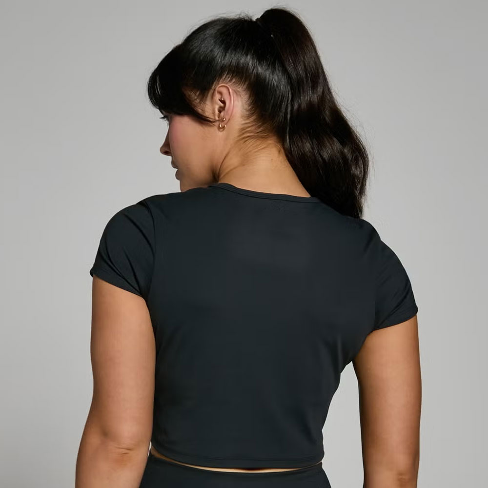 Short Sleeve Crop Top - Black - Image 2